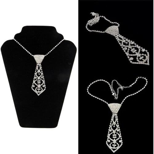 Neck Tie Necklaces Pendants Belt Chain Choker Collar Necklace Women Jewelry Hot Sales Crystal Rhinestone Choker