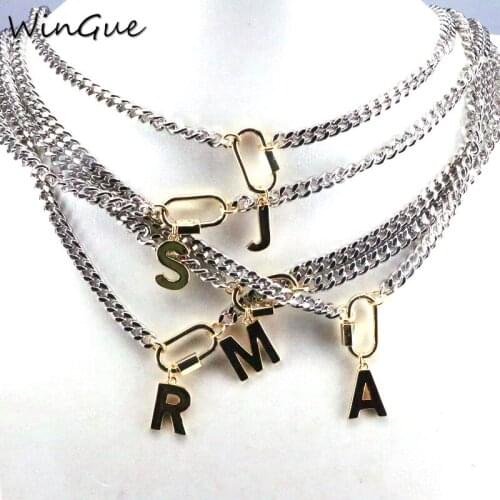 Letter A-Z Initial Pendant Necklace For Women Stainless Steel Alphabet Necklace Jewelry