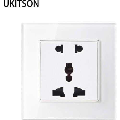 Worldwide Multiple AC250 Power Socket Faceplate White Crystal Glass Electric Outlet 2 Pins 3 Holes