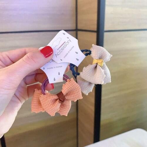 2pcs in Handmade ribbon bow design elastic hairband ponytail holder hairclip barrettes