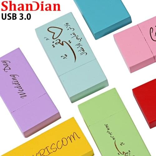 SHANDIA USB 3.0 free custom logo 10 colors Wooden usb disck usb flash drive Memory stick pen drive pendrive 4GB 16GB 32GB 64GB