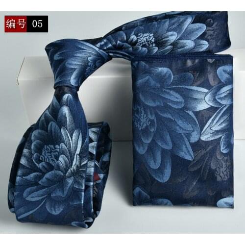 SHENNAIWEI 7cm tie handkerchief gifts jacquard Striped man necktie