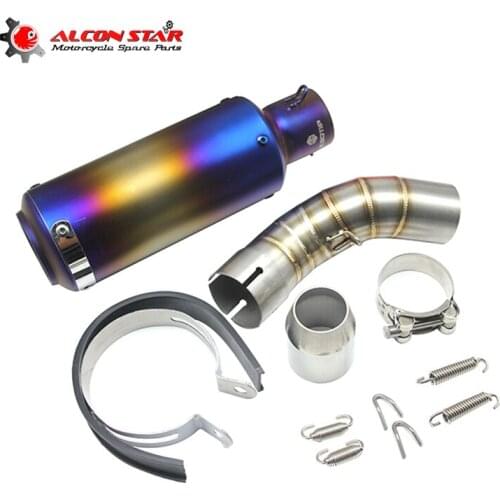 Alconstar Modified Motorcycle Exhaust Middle Pipe Connection Link Pipe Fit For 51mm Muffler With Exhaust Slip On For Z900