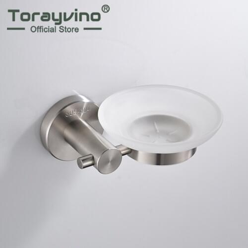 Torayvino Round Stainless steel Kitchen Bathroom Brushed Nickel Swivel Wall Mounted Soap Storage Dishes
