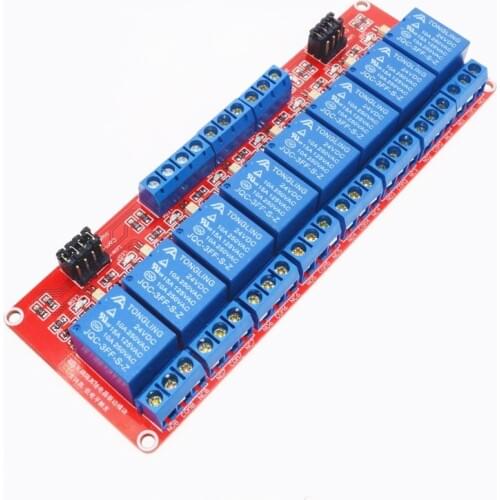 High/Low level trigger 8 channel relay control panel PLC relay 24V module hot sale in stock.8 road 24V Relay Module