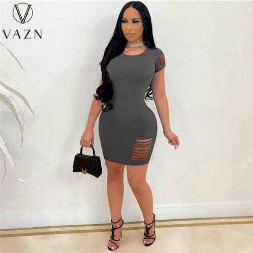 VAZN 2020 New Arrival Sexy Club Solid Sleeveless Casual Party Dress Shinny Women High Waist Mini Dress