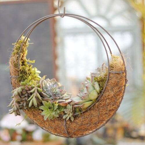 Plant Hanger Basket Wrought Iron Frame Metal Durable Strong Garden Decor Hanging Flower Stand