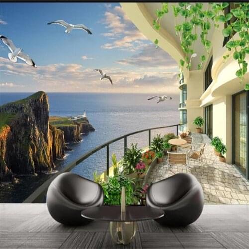 Wellyu Dream HD Seaview 3D Scenery TV backdrop Custom Large Mural Green Silk Wallpaper papel de parede para quarto