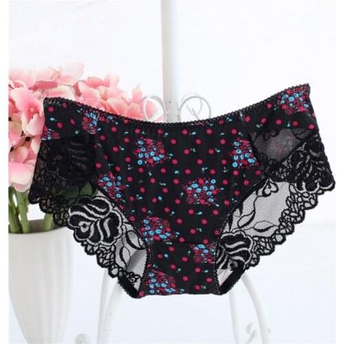 Female Panties Lace Bow Low-Rise Briefs Lace Seamless Panties High Elastic Womens Underwear Lingerie