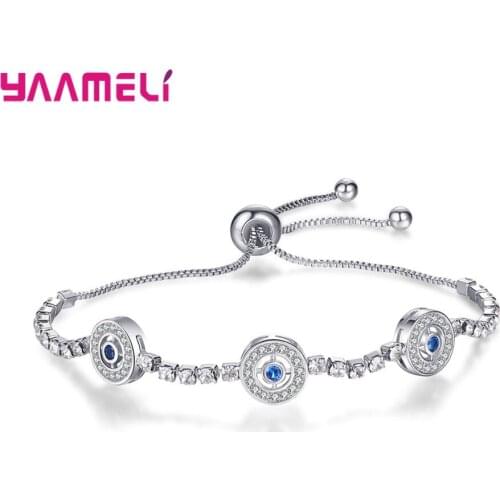New Arrival 925 Sterling Silver Simple 3 Style Blue Eyes Mainstone Bracelet For Women Wedding Appointment Fashion Lovers Jewelry