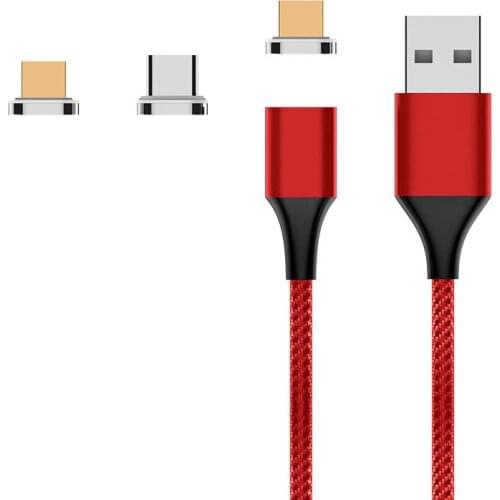 Kphrtek 1 PCS 3in1 magnetic data cable Type C for Apple Android woven charging line magnetic light indicator