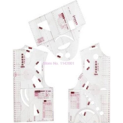 10set 3pc/set Fashion Ruler For Design In Small Fashion Cloth Pattern Design Ruler Tailor Sewing Pattern Making Tools For A Doll
