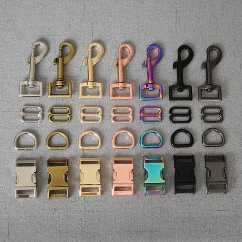 100 sets metal straps slider D ring release belt buckle snap clasp 20mm for pet dog collar leash High quality accessories