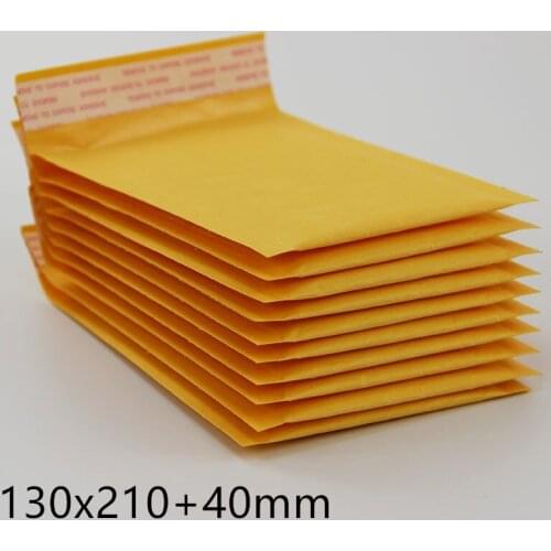 130*210 mm+40mm Yellow Kraft Paper Mail Envelope Bag PE Bubble Padded Envelopes Packing Bags Shipping Supplies