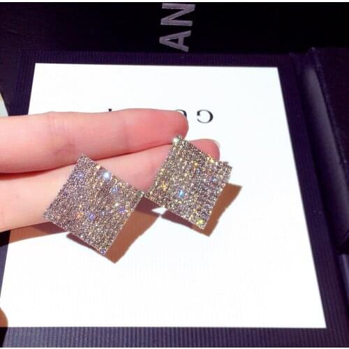 2021new Korea Luxury Fashionable Square with Lot of AAA Zirconia Earring for Women Gift for Your Lover or Best Friends