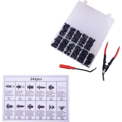 242pcs Car Clips With Removal Tools Bumper Fender Hood Trim Body Retainer Rivet Fastener Fit For Honda 91502SM4000 91503SP0003