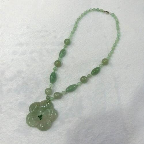3pcs Boho Necklace Natural Stone Green Aventurine Carve Flower Agates Beads Hand Knot Rope Accessories Necklaces For Women Free