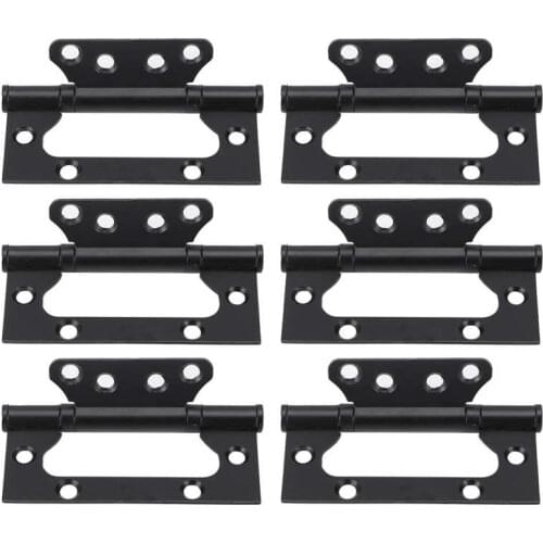6Pcs Black 360 Degree Rotary Door Hinge Zinc Alloy Flat Open Mute Bearing Hinge Window Furniture Door Installation Connector