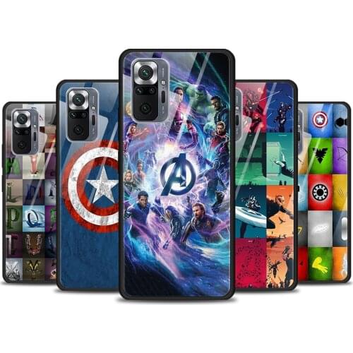 Avengers Marvel Tempered Glass Cover For Xiaomi Redmi Note 10 10S 9 9T 9S 8T 8 9A 9C 8A 7 Pro Max Phone Case