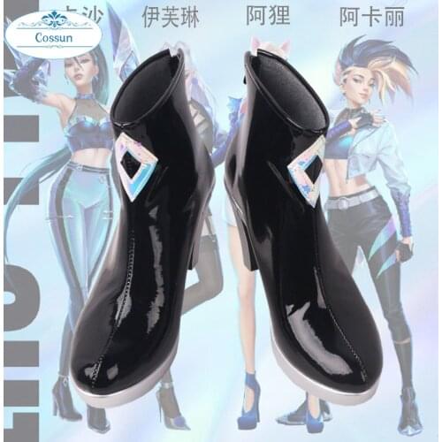 COSSUN LOL KDA Kaisa All Out S10 Black Shoes Halloween Carnival Cosplay Costume Accessories women