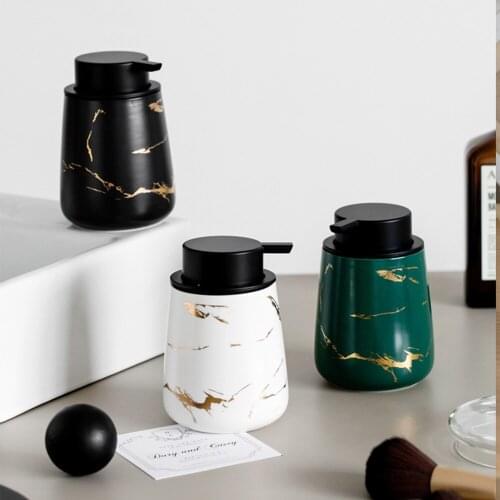 400ml Foaming Soap Dispenser Bathroom Marbled Ceramic Mousse Foam Empty Refill Sub-bottling Hand Sanitizer Shampoo Bottle