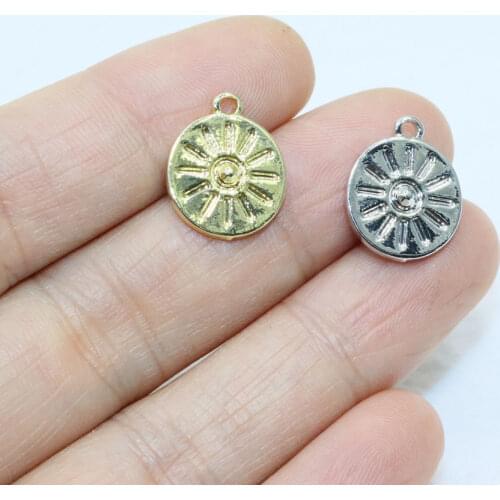 Eruifa 20pcs 15mm Popular Sun Zinc alloy Jewelry DIY Charms Pendant Necklace, Earring Bracelet 2 Colors