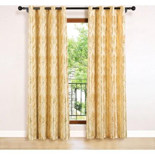 European Jacquard Curtains for Living Room Luxury Semi Blackout Yellow Window Treatments Drapes for Bedroom Customized Decor