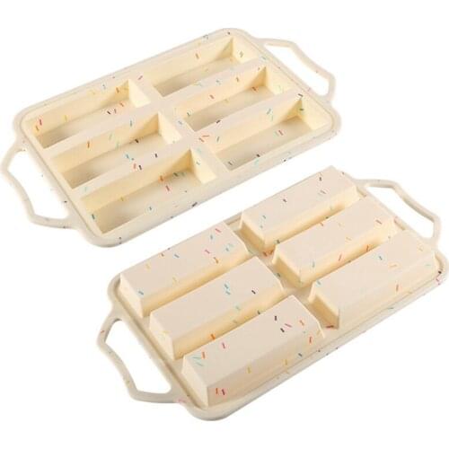 6 Cells Silicone Mold Cake Pan Rectangle Mold Pan Mold with Handle Cake Baking Molds Stainless Insert Cupcake Pan Baking Tools
