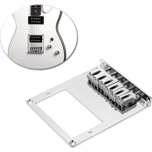 Chrome Electric Guitar Bridge 6 Square Saddles Double Coil Pickup Hole For TL