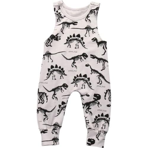 Pudcoco US Stock Infant Baby Girl Boys Clothes Print Dinosaur Jumpsuit Sleeveless Romper Outfits 0-18M