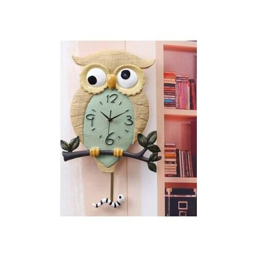 CREATIVE RESIN LUMINOUS CLOCK OWL BEDROOM SILENT WALL CLOCK LIVING ROOM FASHION QUARTZ CLOCK SWING DIGITAL WALL CLOCK HOME DECOR