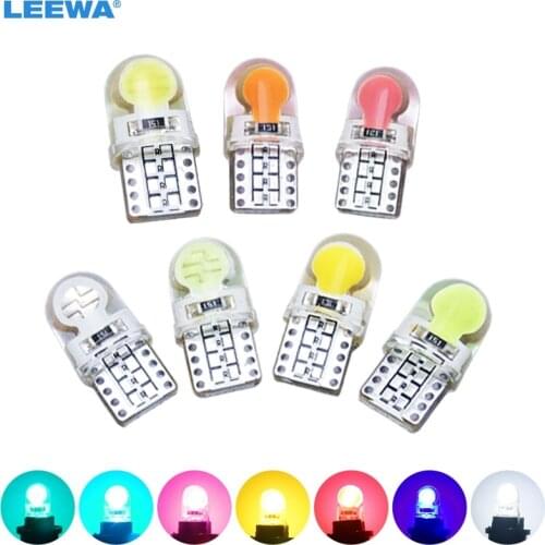 LEEWA 200pcs 12V 1.5W Car T10 194 W5W COB Silicone Shell Auto Dome LED Light Car Side Wedge Light Lamp 7 Colors #CA4586