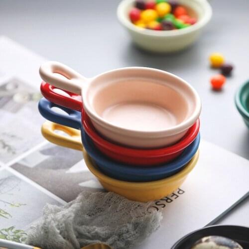 2 Pcs Cute creative ceramic household snack dipping dish with handle vinegar mustard jam dish