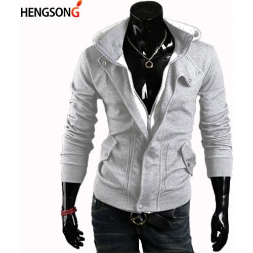 Men Hoodies Sweatshirts Casual Male Zipper Fleece Hoodies Slim Fit Men Hooded Jacket Casual Coat Tops Turn-Down Collar Black 3XL