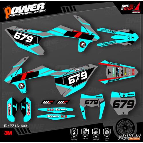 PowerZone Custom Team Graphics Backgrounds Decals 3M Stickers Kit For KTM SX SXF MX 16-18 EXC XCW Enduro 17-19 125 to 500cc 031