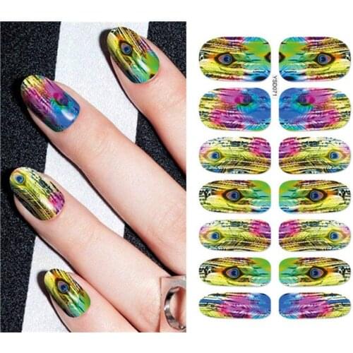Nail sticker art decoration slider Peacock Plume adhesive Water Transfer decals manicure lacquer accessoires polish foil