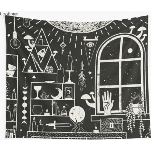 Moon Altar Witch Wall Tapestry Cover Beach Towel Throw Blanket Picnic Yoga Mat Home Decoration