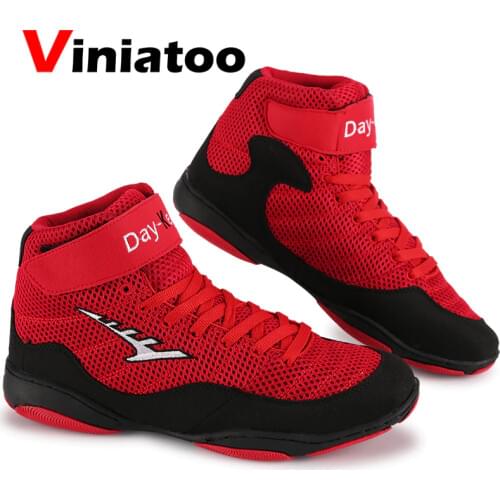 New Breathable Wrestling Trainers Shoes Men Women Kids Light Weight Boxing Shoes Red Male Quality Flighting Wrestling Sneakers