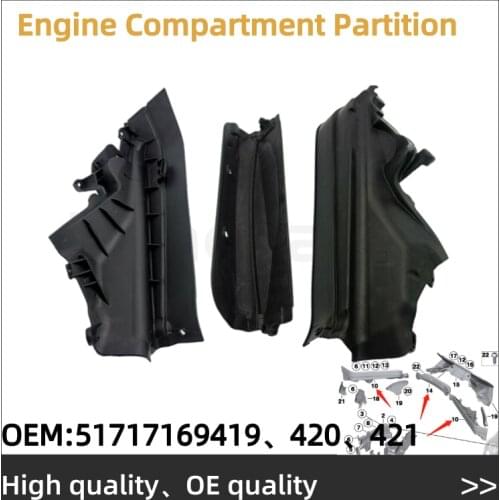 3pcs High Quality Car Engine Compartment Partition Panel Set Upper For BMW X5 X6 E70 E71 E72,51717169419,51717169420,51717169421