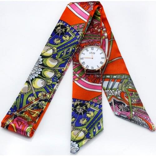 Shsby Ladies flower cloth Watch Bands women silk scarf girls Headwear Bag decoration Ribbon bracelet handle for handbag