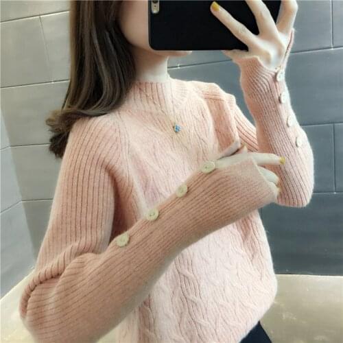 Room 194172, row 2, No.5, top] real shot solid button split Pullover 49