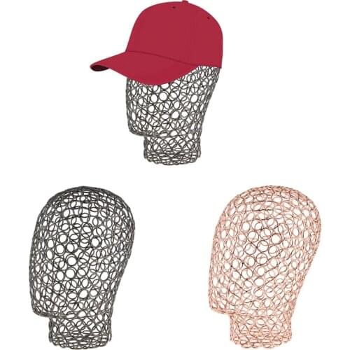 Rose Gold/Black Metal Hat Scarf Glasses Display Model Head Wig Drying Holder