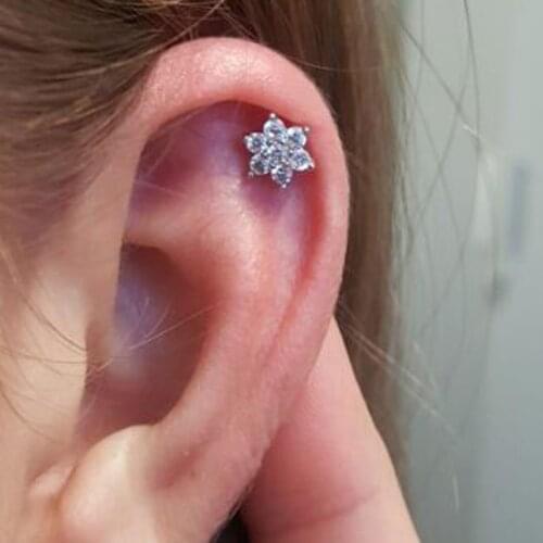 SaYao 1 piece 16G 1.2mm Lip Ring Labret Earring Nail Bone Barbell Zircon Rose Flower Helix Tragus Ear Piercing Body Jewelry