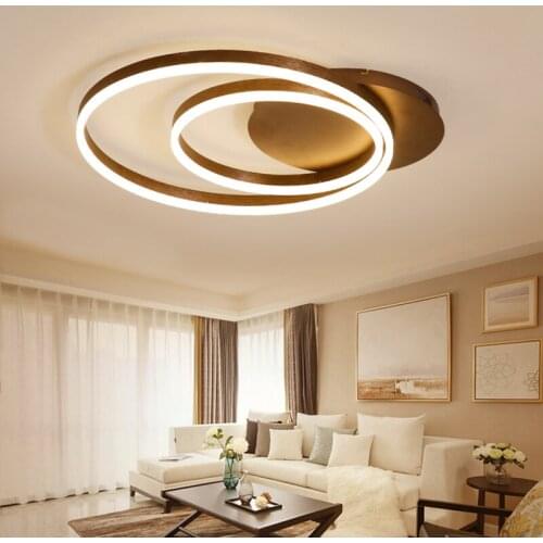 Brown Circle Rings LED Ceiling Lights For Living Room Bedroom Dining Room Study Acrylic Deco Home Lighting Fixtures Ceiling Lamp