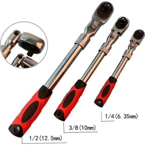 72Teeth Telescopic Ratchet Spanner Automatic Quick Release Fast 1/4 1/2 3/8 Can Adjust 90 Degrees Scaffold Ratchet Handle Wrench