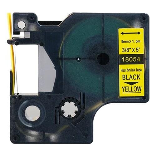 Compatible Black on Yellow 18054 RS5Y 9mm heat shrink tube label tapes for dymo Rhino label printers