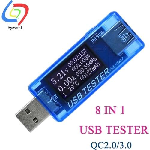 KWS-MX17 8 IN 1 4-30V USB Voltmeter Ammeter Electrical Energy Power Supply Capacity Voltage Current Meter USB Tester Monitor