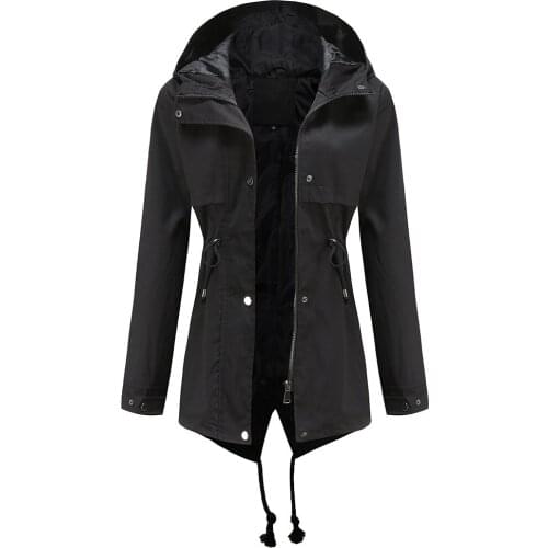 Windbreaker New Fashion Coat Long Sleeves Hooded Coat Zip Jacket Waist Collection Casual Sport Women Clothes Plus Size