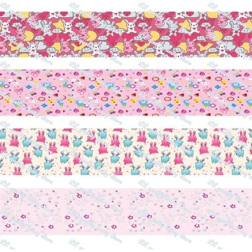 WL 25mm 38mm 50mm Cartoon Rabbit Printed Grosgrain Ribbon Gift Wrapping Hair Accessories Christmas Diy Sewing Animal Collar