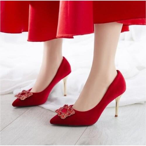 2020 New Silver Black Women Bridal Wedding Shoes Faux Silk Satin Rhinestone Crystal Shallow Pumps Stiletto High Heel T